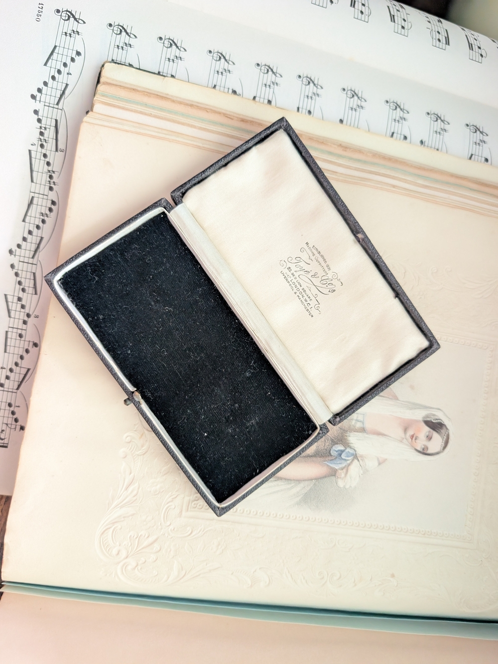 Antique Black Jewelry Box Masonic Outfitters Of London